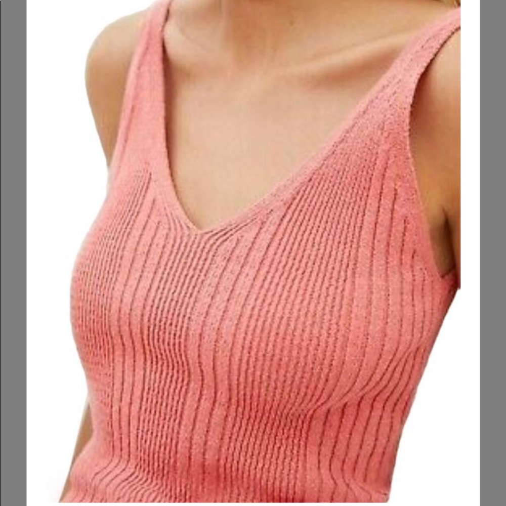 Anthropologie Pink V Neck Sweater Tank Size Small